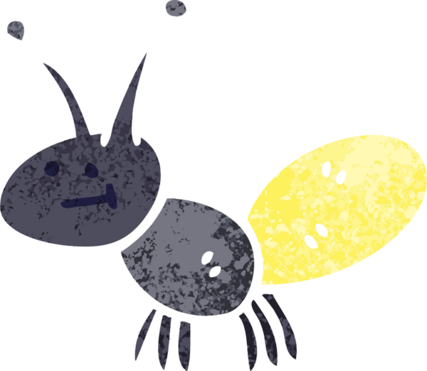 Retro illüstrasyon tarzı tuhaf çizgi film ışık böceği bir insan tarafından çizildi