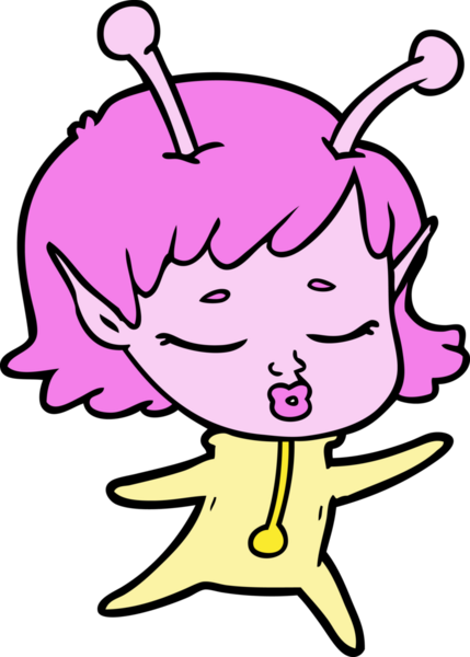 Bir insan tarafından çizilmiş uzaylı kız.