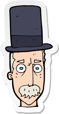 Bir insan tarafından çizilmiş silindir şapkalı bir adamın çıkartması.