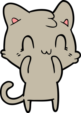 Bir insan tarafından çizilmiş mutlu bir kedi.