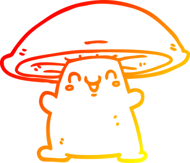 Bir insan tarafından çizilmiş bir mantar karakterinin sıcak çizgi çizimi