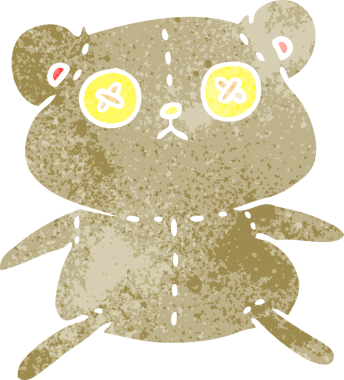 Bir insan tarafından çizilmiş şirin dikilmiş oyuncak ayının serbest çizimi.