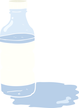 Bir insan tarafından çizilmiş su şişesinin düz renk çizimi