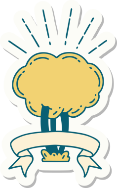 Bir insan tarafından çizilmiş dövme stili bir ağacın çıkartması.