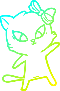 Bir insan tarafından çizilen çizgi film kedisinin soğuk gradyan çizgisi.