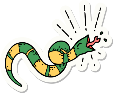 Bir insan tarafından çizilmiş dövme stili tıslayan yılan.