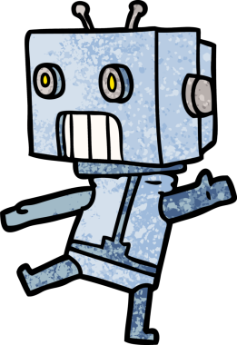 Bir insan tarafından çizilmiş çizgi film robotu