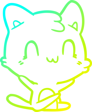 Bir insan tarafından çizilen mutlu çizgi bir kedinin soğuk gradyan çizimi