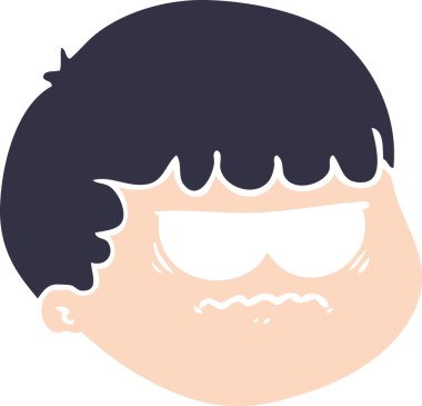 Bir insan tarafından çizilmiş düz renkli erkek yüzü