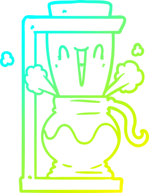 Bir insan tarafından çizilmiş bir çizgi film filtresi kahve makinesinin soğuk gradyan çizimi