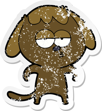 Bir insan tarafından çizilmiş sıkıntılı bir çizgi film çıkartması.