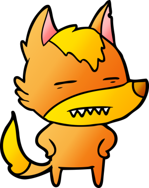 Bir insan tarafından çizilmiş tilki çizgi film karakteri