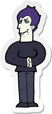 Bir insan tarafından çizilmiş bir vampirin çıkartması.