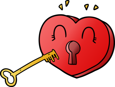 Bir insan tarafından çizilmiş anahtarlı karikatür kalp.
