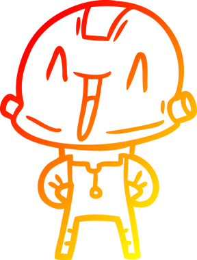 Bir insan tarafından çizilen çizgi film robotunun sıcak çizgi çizimi