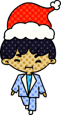 Bir insan tarafından çizilmiş Kawaii çocuğunun el çizimi Noel karikatürü.