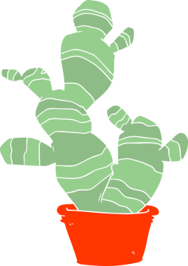 Bir insan tarafından çizilmiş düz renk çizgi film kaktüsü.