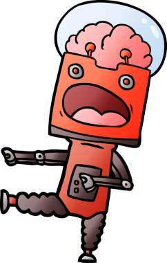 Bir insan tarafından çizilmiş çizgi film robotu