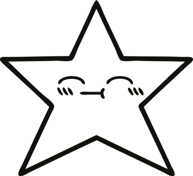 Bir insan tarafından çizilmiş altın yıldızın çizgi çizimi.