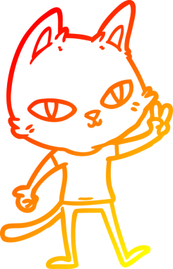 Bir insan tarafından çizilen çizgi film kedisinin sıcak çizgi çizimi