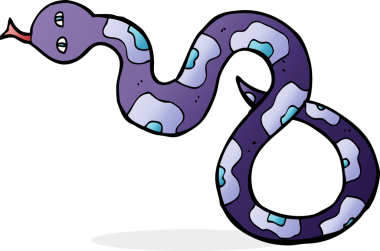 Bir insan tarafından çizilmiş çizgi film yılanı.