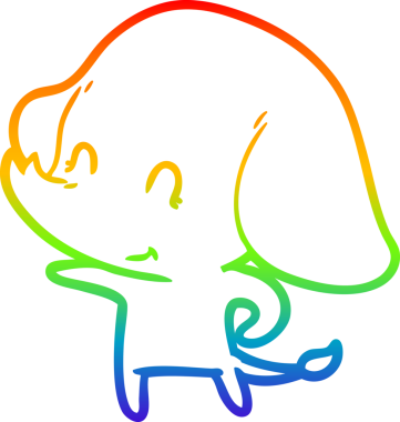 Gökkuşağı gradyan çizgisi bir insan tarafından çizilmiş şirin bir fil çizimi