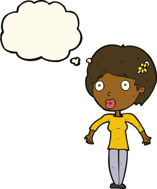 Bir insan tarafından çizilmiş düşünce balonlu bir karikatür.