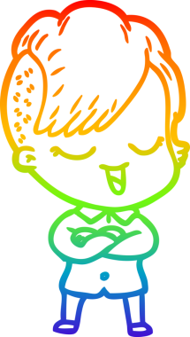 gökkuşağı gradyan çizimi mutlu bir çizgi film kızı bir insan tarafından çizildi