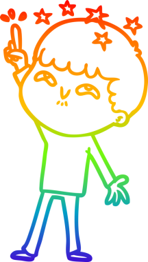 gökkuşağının gradyan çizimi bir çizgi film karakteri tarafından çizilmiş.