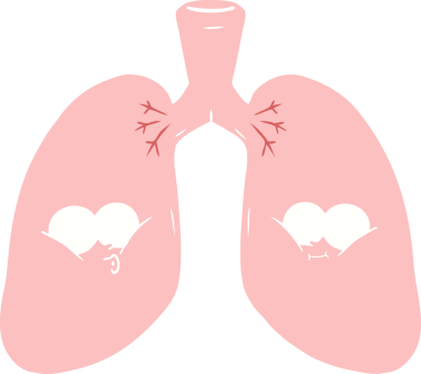 Bir insan tarafından çizilmiş düz renkli çizgi film akciğerleri