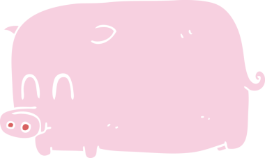 Bir insan tarafından çizilmiş domuzun düz renk çizimi