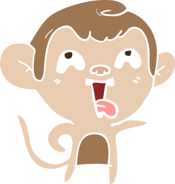 Bir insan tarafından çizilmiş düz renk çizgi film maymunu.