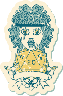 Retro Dövme Tarzı İnsan Barbarlığı Bir insan tarafından çizilmiş 20 zar ile