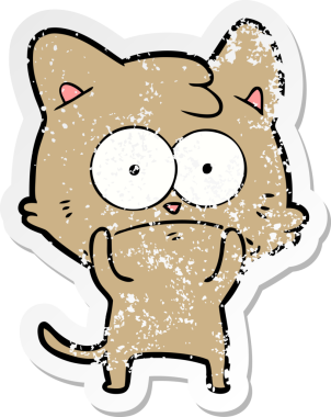 Bir insan tarafından çizilmiş gergin bir kedinin sıkıntılı çıkartması.