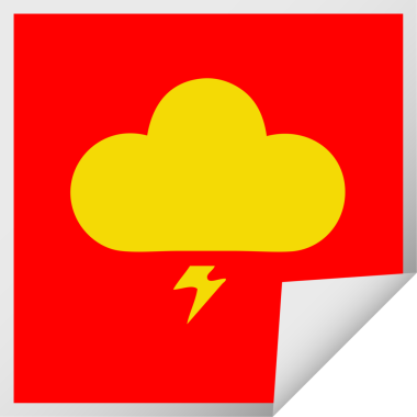 Bir insan tarafından çizilmiş gök gürültüsü bulutunun kare soyulmuş çıkartması.