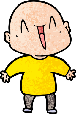 Bir insan tarafından çizilmiş mutlu, kel adam.