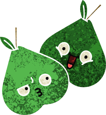 Bir insan tarafından çizilmiş armutun retro çizim tarzı karikatürü