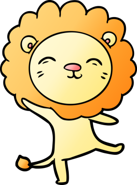 Bir insan tarafından çizilmiş çizgi film aslanı.