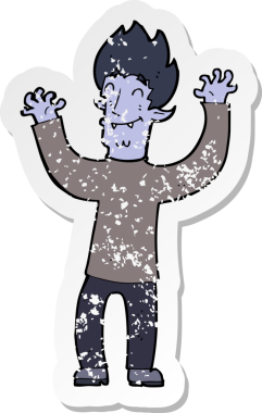 Bir insan tarafından çizilmiş mutlu vampir bir çizgi filmin gerilimli yapıştırması.