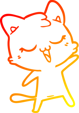 Bir insan tarafından çizilmiş mutlu çizgi film kedisinin sıcak çizgi çizgisi.