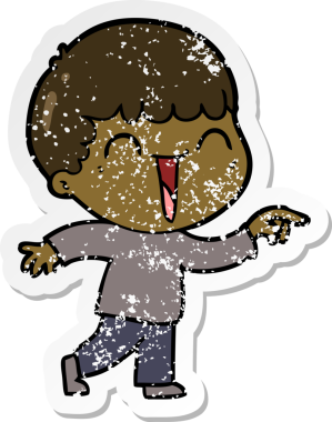 Bir insan tarafından çizilmiş mutlu bir adamın sıkıntılı çıkartması.