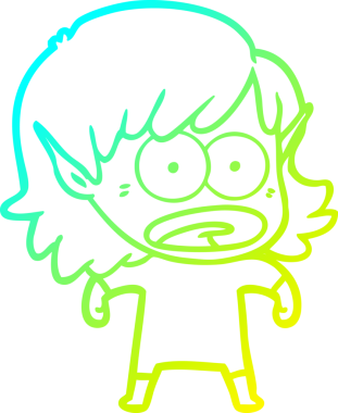 Bir çizgi film karakteri çizimi bir insan tarafından çizilmiş bir elf kızı şok etti.