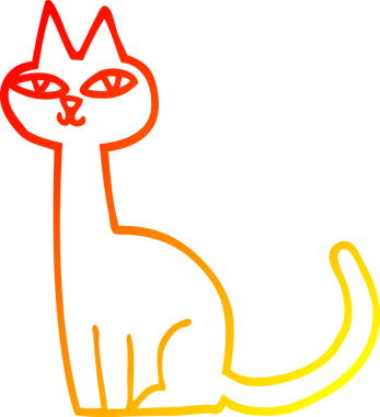 Bir insan tarafından çizilmiş çizgi film kedisinin sıcak çizgi çizimi