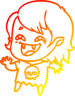 Bir insan tarafından çizilmiş gülen vampir kız çizgi filmi.