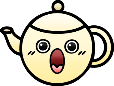 Bir insan tarafından çizilmiş bir çaydanlığın gölgeli karikatürü