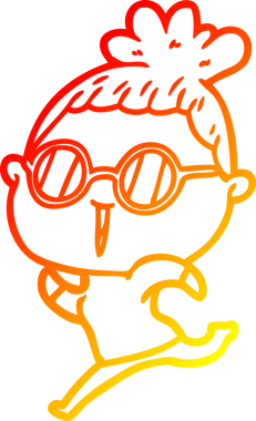 Bir insan tarafından çizilmiş gözlüklü bir karikatür kadın çizimi.