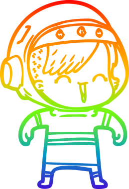 Gökkuşağı gradyan çizimi mutlu bir uzay kızının çizimi bir insan tarafından çizilmiş