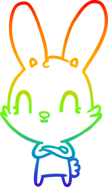 Gökkuşağı gradyan çizgisi. Bir insan tarafından çizilmiş şirin bir tavşan çizimi.