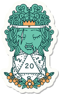 Bir insan tarafından çizilmiş 20 zarlı yarı ork barbarının çıkartması.