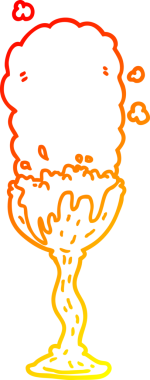 Bir insan tarafından çizilmiş bir karikatür iksir kadehinin sıcak gradyan çizimi